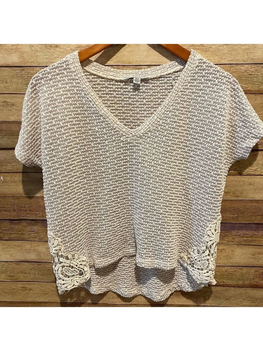 AMERICAN EAGLE Women's White Lace SHEER Crop Top Shirt Size: XS